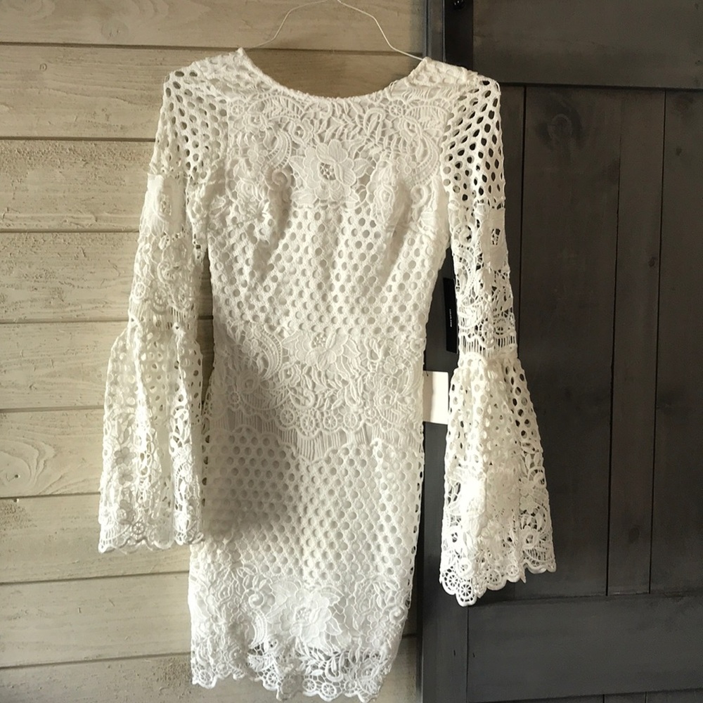Lulus white long sleeve lace dress